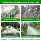 60FT Drip Irrigation System for Garden – Automatic Watering Kit with Solid Brass Metal Connectors, 360° Bendable Tubing &16 Adjustable Nozzles for Greenhouse, Lawn, Yard & Plants