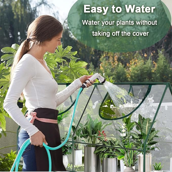 Mini Greenhouse, Portable 4x2x2ft Greenhouses for Outdoors Indoors Plants, Tabletop Small Green House with Roll-up Zipper Windows, Thickened PVC Cover for Outside