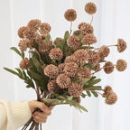 12Pcs Fake Kiku Flowers, Artificial Small Chrysanthemum Balls with Stems, Faux Silk Mini Pompon Mums for Vase Floral Arrangement DIY Bouquets Wedding Party Table Centerpieces Home Decor (No Vase)