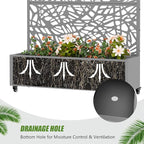 Casaphoria Metal Raised Garden Bed with Trellis and Wheels, 72"x47"x16" Planter Box for Climbing Plants, Vegetables & Vines, Features Drainage Holes and Privacy Screen, Grey-Net