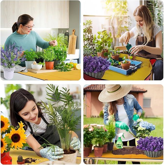 39"x30" Orange Thickened Repotting Mat for Plant Transplanting, Waterproof Tray for Potting Soil Mess Control, Portable Gardening Mat with Protective Gloves, Best Gift for Gardeners