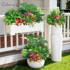 Artificial Plants Outdoor,18PCS UV Resistant Fake Greenery&Flowers with Stems Faux Plant Outside for Front Proch Garden Patio Planters Window Boxes Home Decor(Not Included Planter)