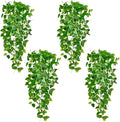 Fake Hanging Plants Vines(4pcs)for Room Decor, Artificial Ivy Greenery Garlands for Home Bedroom Living Aesthetic Kitchen Office Wall Patio Bookshelf,Indoor,Outdoor Farmhouse Decorations(No Basket)