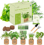 Herb Indoor Garden Kit- Unique Chrismas Herb Gardening Gift, Home Kitchen Gift for Mom, Friends, and Gardeners (Basil, Parsley, Chives, Cilantro, Mint)