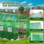 SPECILITE Walk-in Tunnel Greenhouse for Outdoors, 15×7×7 FT Heavy Duty Hoop House Kit with 8 Screen Windows, Thicken PE Cover & Galvanized Frame, Portable Large Green Houses for Outside, Winter, Green