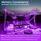 Solar Fairy Lights Purple Outdoor Waterproof, 16.4ft 50LED Halloween String Lights for Outside, 8 Modes, 2 Packs for Patio Backyard Garden Decorations