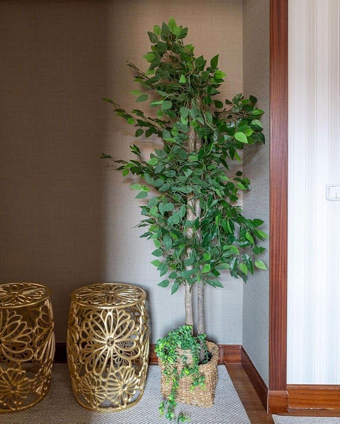 BLAINE | Ficus 59in | Decorative Artificial Plants | Large Artificial Plant | Artificial Plants for Indoor/Outdoor use | Realistic Decorative Artificial Plant for Home