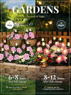GIGALUMI Solar Lights Outdoor for Garden Decor, 3 Pack Solar Flower Lights Waterproof, 2 Lighting Modes 9 Roses for Pathway,Yard, Patio Decoration, Gardening Gifts for Women (Purple)