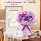 Preserved Flowers Bouquet, Flowers for Delivery,Handmade Purple Rose Bouquets Lasting 3-5 Years, Luxury Gift Box,Birthday Flowers Gifts for Women Mom Grandma Wife Friends
