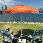 AMMSUN Shade Umbrella, Premium Portable Umbrella with Stand, 6.5ft Lightweight Free Standing Canopy for Sporting Games, Adjustable Instant Sun Protection and Easy to Carry, Orange