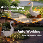 Lavezee Porch Goose Statue Lawn Goose Outdoor, Metal Garden Goose with Solar Light for Lawn Yard Backyard, Front Porch Goose for Garden Decoration