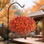 Ammyoo Fall Mums Artificial Flowers for Outdoors Potted, Fake Fall Daisy Flower with Realistic Eucalyptus Leaves, Fake Plants for Greenery Boxwood Porch Patio Garden Pot Courtyard Lawn, 12 Bundles