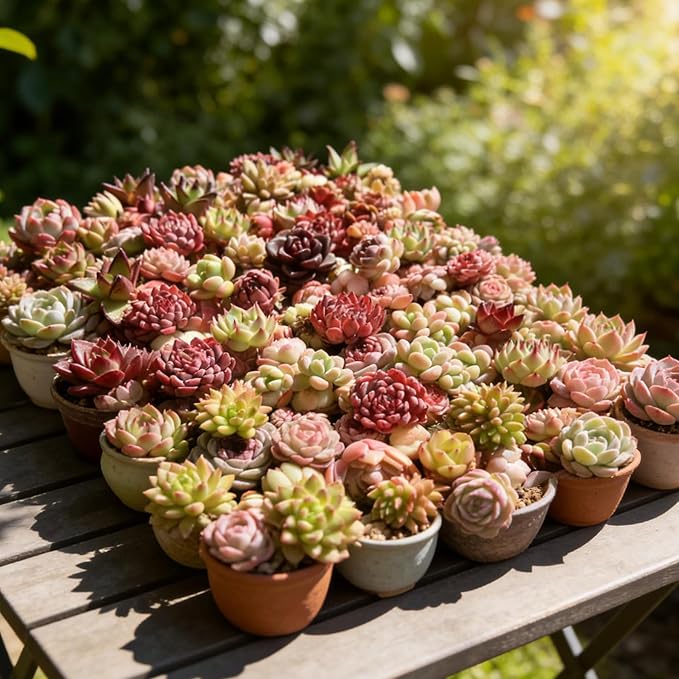 100 Pack Succulent Plants Live, Assorted Succulents Bulk Bare Root, Live Mini Succulent Plants, Easy Care Indoor Outdoor Plants for Beginners, Terrarium DIY Kit, Wedding Party Favors,Desk Decor