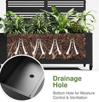 Casaphoria Metal Raised Garden Bed with Trellis and Wheels, 47"x47"x16" Planter Box for Climbing Plants, Vegetables & Vines, Features Drainage Holes and Privacy Screen (Black-Harold)