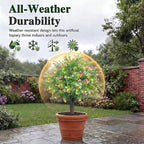 PATIO CHOICE Topiary Trees Artificial Outdoor Boxwood Ball Trees with Ground Spike Set of 2 22" Fake Outdoor Plants Faux Bushes and Shrubs Decorations for Outdoor Indoor Front Porch Garden