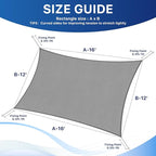RoomHacks 12'x16' Sun Shade Sail, UV Protection Outdoor Shade, Curved Tear Resistant Heavy Duty Sun Shade for Patio Garden, Backyard, Deck, Car Port, Playground, (Grey)