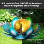 AIINY Solar Light Outdoor(2Pack), Art Crackle Globe Glass Lotus Decoration, Solar LED Waterproof Blue Metal Flower Lights for Patio,Lawn,Walkway,Tabletop