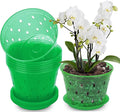 Orchid Pot, 6.7 Inch 8 Pack Orchid Pots with Holes and Saucers,Plastic Orchid Planter - Green Emerald