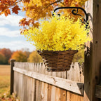 RECUTMS Artificial Fake Flowers Faux Outdoor Plastic Plants 12 Bundles UV Resistant Spring Plants Faux Flowers Artificial Boxwood Greenery Indoor Outside Spring Home Garden Decor(Pure Yellow)