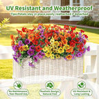 Artificial Outdoor Flowers, Realistic UV Resistant Waterproof Faux Plants, Full Looking Fake Flowers for Porch Planters Hanging Baskets Garden Patio Yard Outdoor Decor, 12 Bundles 4 Colors