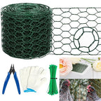 Floral Wire Netting, 4 x 394 Inch Flower Mesh Netting, Chicken Wire for Floral Arrangement, Galvanized Hexagonal Chicken Wire Fence with Plier Gloves, Protect Plant & Decorate Flower Arch, DIY Craft