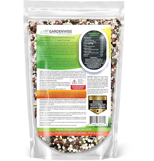 Gardenwise TurboGreen: Premium Lawn Fertilizer with Iron - Advanced Nitrogen & Iron-Rich Formula for Lush Growth | Eco-Friendly Grass Fertilizer for Spring & All Seasons | Slow-Release (2 QUARTS)