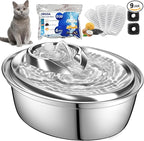 ORSDA Cat Water Fountain Stainless Steel, 2L Pet Fountain for Cats Inside, Dog Water Dispenser, Automatic Cat Drinking Fountains with 6 Replacement Filters for Cats, Small Dogs