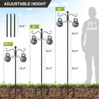 AOMGD 76 Inch Adjustable Double Shepherds Hooks for Outdoor Heavy Duty, Two Sided Garden Bird Feeder Pole for Hanging Plant Baskets, Solar Lights, Weddings Decor