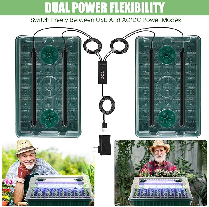 Saillong 4 Pack Seed Starter Tray with Grow Light, 80 Cell Indoor Greenhouse Seed Starting Set with Humidity Dome, 360° Full Spectrum LED, Smart Timer, 5 Brightness Levels for Germination