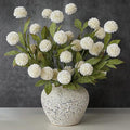 VIERENA 12 Pcs Faux Silk Pompon Mum Artificial Flowers for Vase -27", Bulk Fake Chrysanth Branches with Stems for DIY Bouquet Centerpieces Wedding Fillers Arrangements Shower Decorations (Cream)