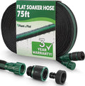 Flat Soaker Hose 75ft for Garden // Drip Hose for Garden Beds, Lawns and Trees // Heavy Duty Leakproof Design with Quick Connect // Linkable Irrigation System for Vegetables and Flowers