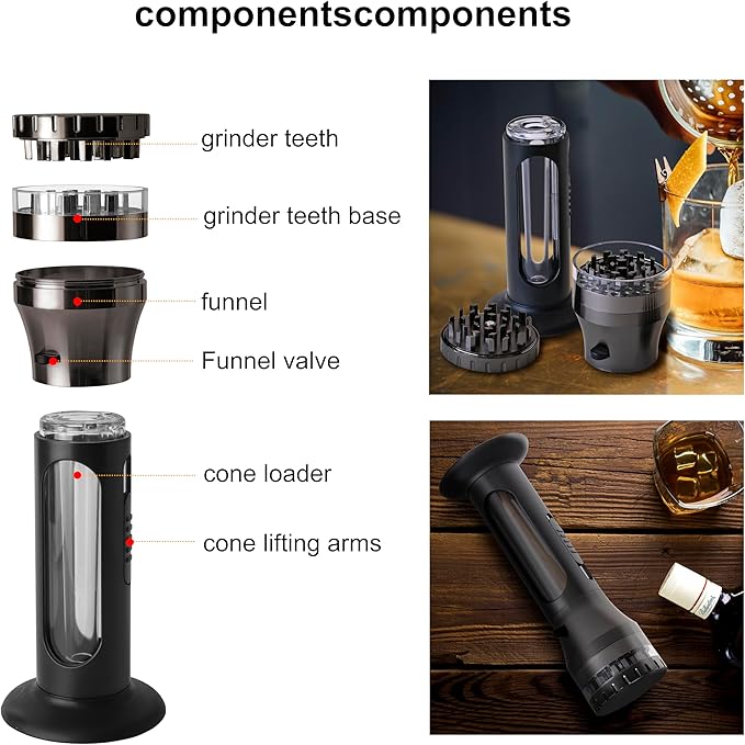 2 in 1 Herb Grinder Cone Loader Grinder Roller, Portable Grinder and Cone Filler, All in One Rolling Machine for King Size, Kitchen Use