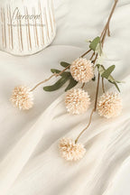 Floroom 6pcs Beige Faux Silk Mums Artificial Flowers, Bulk Fake Small Mini Chrysanthemums with Stems for DIY Champagne Wedding Centerpieces Floral Arrangements Vase Fillers Home Decorations