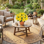 Briful Artificial Hibiscus Flowers in Pot, 14.1" Faux Tropical Flower Plant for Outdoor Porch, Potted Yellow Hibiscus Tabletop Decor for Living Room, Dining Table, Kitchen, Office, Indoor Home Décor