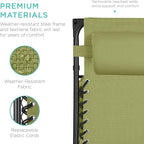 Best Choice Products Folding Zero Gravity Outdoor Recliner Patio Lounge Chair w/Adjustable Canopy Shade, Headrest, Side Accessory Tray, Textilene Mesh - Dusty Green