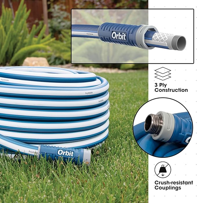 Orbit 22005 Polyfusion Garden Hose - Heavy-Duty Water Hose (50-Foot x 5/8-Inch) (Pack of 4)