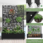 Casaphoria Metal Raised Garden Bed with Trellis and Wheels, 72"x47"x16" Planter Box for Climbing Plants, Vegetables & Vines, Features Drainage Holes and Privacy Screen, Black(Helen&Gerald)
