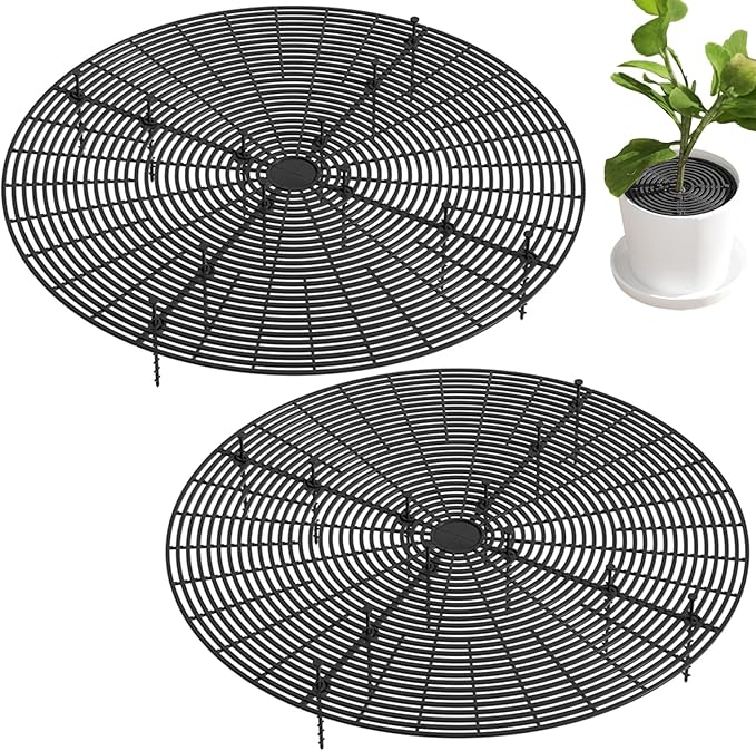 Plant Pot Cover, 2PCS 20 inch Round Hollow Plastic Planter Cover with Stakes, Adjustable Flower Protector Cat Digging Stopper for Indoor Outdoor Plant Covers from Animals