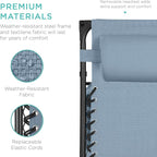 Best Choice Products Folding Zero Gravity Outdoor Recliner Patio Lounge Chair w/Adjustable Canopy Shade, Headrest, Side Accessory Tray, Textilene Mesh - Dusty Blue