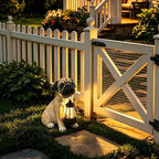 Garden Dog Statues Outdoor Decor, Solar Lights Outdoor Pug Figurines Solar Dog Ornaments for Patio, Lawn, Yard Art Decoration, Housewarming Garden Gifts for Mom