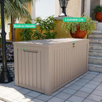 PatioZen 200 Gallon Resin Deck Box, Lockable Patio Outdoor Storage Box for Furniture, Garden Tools and Tools Storage, Waterproof Outside Storage Boxes - Grey
