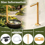 36'' Natural Bamboo Fountain Kit with Adjustable Split-Resistant Spout Quiet Pump and Tubing Japanese Water Feature for Zen Outdoor Patios Landscaping Garden Decor (Traditional)