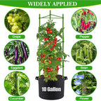 Tomato Cages with 10 Gallon Grow Bags, 48 Inches Garden Tomato Planter, 3-Pack Tomato Trellis for Raised Garden Bed, Tomato Cage Pots Plant Support Stakes Trellis for Climbing Plants Vegetable Flowers