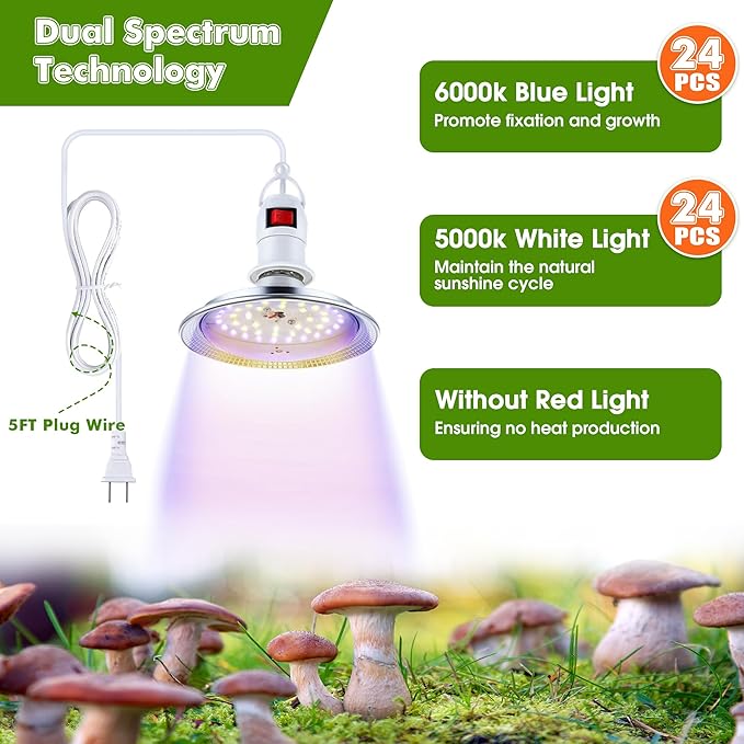 Meonum Mushroom Grow Tent and LED Growing Light Kit, 30 x 20 x 20 Inch Portable Large Still Air Box, Mycology Mushroom Growing Kit, Indoor Propagation Stations with 48 LED Mushroom Grow Lamp (Green)
