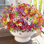 Artificial Outdoor Flowers, Realistic UV Resistant Waterproof Faux Plants, Full Looking Fake Flowers for Porch Planters Hanging Baskets Garden Patio Yard Outdoor Decor, 20 Bundles 7 Colors