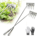 2Pcs Weed Puller Tool - 2026 Portable Manual Weeding Tools Gardening, 5 Teeth Head Stainless Steel Hand Garden Weeding Rake, Weed Remover Tool for Gardening Backyard Yard Farm Planting