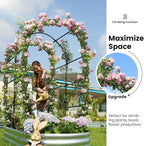KING BIRD Raised Garden Bed with Arched Trellis Galvanized Planter Garden Box Outdoor for Gardening, Climbing Vegetables, Flowers, Silve, 5.9x2.95x0.98 Ft,