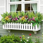 Alupssuc 24 Pcs Artificial Flowers and Plants,UV Resistant & No Fade Fake Plastic Greenery Shrubs for Home Garden, Pathway, Front Porch-Spring Summer Decor, Indoor/Outdoor Use,Rosy Purple Yellow Pink