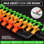 SWANLAKE Organizer Socket Holder, 9PCS 1/4-Inch x 48 Clips, 3/8-Inch x 45 Clips, 1/2-Inch x 36 Clips, Premium Quality Socket Clip Rail Holder
