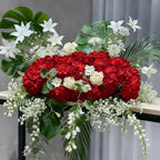 65Pcs Deep Red Hydrangea Artificial Flowers Bulk，Realistic Silk Fake Flowers with Stems，Faux Hydrangea Flowers for Wedding Home Decor Centerpieces Living Room Garden Party Baby Shower Decor
